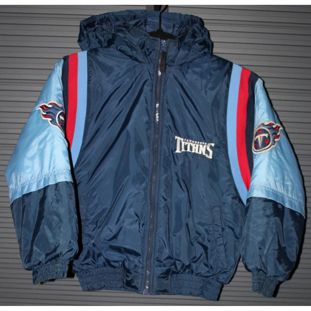 Genuine Stuff Jacket Kids M Blue Tennessee Titans Puffer Hooded NFL Outerwear